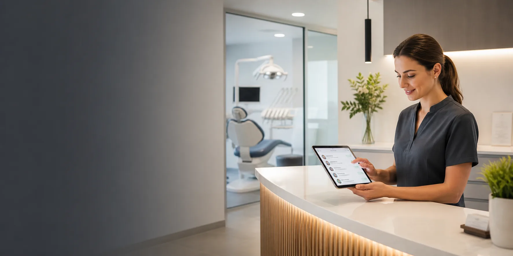 Moderner Praxisempfang mit digitalem Patientenkanal